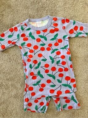 Hanna Andersson Cherry Print Kids Pajama Set - Lavender with Red Cherries